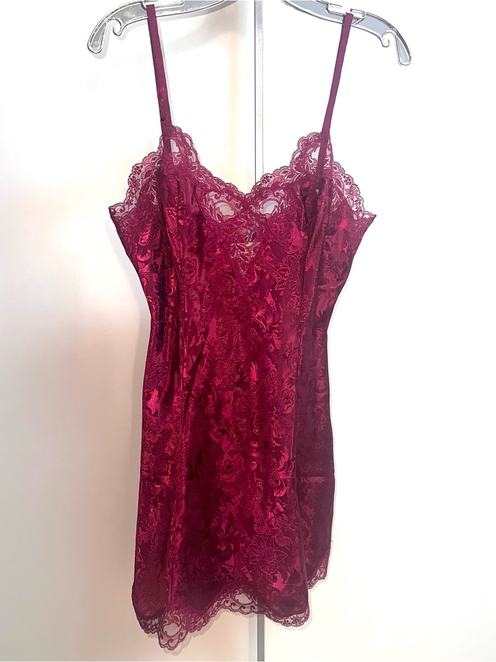 Vintage Victorias Secret Lace-Trim Satin Slip Dress